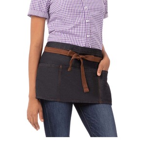 Delantal vaquero de cintura corta, uniforme de trabajo para camareros de restaurante - Product Image 1