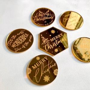 Décorations de gâteau de Noël <span class=keywords><strong>2023</strong></span>, nouveau design, cercles pour cupcakes, décorations en acrylique pour desserts, cadeaux - Product Image 1