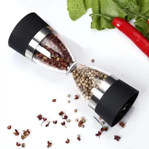 Manual 2 in 1 Hourglass Shape Dual-head Salt Pepper Mill Spice Grinder Pepper Shaker