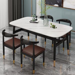 Set <span class=keywords><strong>Tavolo</strong></span> <span class=keywords><strong>da</strong></span> Pranzo Moderno in Legno Ingegnerizzato con 6 <span class=keywords><strong>Sedie</strong></span>, Dettagli Dorati, Nero e Bianco, per <span class=keywords><strong>Cucina</strong></span>, Sala <span class=keywords><strong>da</strong></span> Pranzo, Villa, Hotel - Bestseller 2026 - Product Image 4