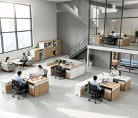 Bureau de personnel simple et moderne en forme de L, en PVC, avec emplacement pour carte d'employé, poste de travail, mobilier de bureau commercial