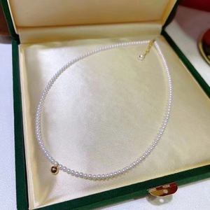 Collar de Perlas Naturales de Agua Dulce de 4-4.5mm con Cadena Espiral, Color Blanco Brillante, Regalo para Mujer - Product Image 1