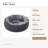 Lit-canapé rond et moelleux en tissu pour chat et chien avec rebord surélevé pour le sommeil en intérieur, pour petits animaux, utilisation à la maison, dans la cage ou en voiture