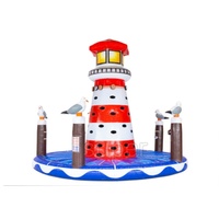 Castillo Inflable Comercial Super Castle con Tobogán, Temática Oceánica, Certificado CE, Fácil de Instalar, para Alquiler