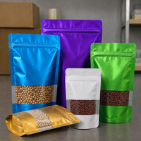 Sacs Doypack refermables de qualité export, colorés, de qualité alimentaire, avec fenêtre transparente, pour haricots, noix, graines, aliments secs, sachet à fond plat
