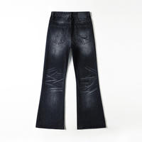 Jean Bootcut Vintage Homme en Denim Noir Premium 100% Coton, Délavé Foncé, Effet Usé, Coupe Ample Structurée, Style Urbain avec Rivets