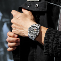 OEM Uhr mit Drachen-Design, Mechanisches Uhrwerk, Herren Edelstahl Leuchtende Wasserdichte Maßgefertigte Skelett Automatik Luxusuhr