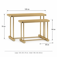 Ensemble de tables de présentation en acier inoxydable doré poli, coins arrondis, pour magasin de détail, fabrication OEM ODM