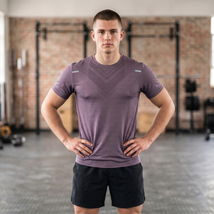 T-shirt e <span class=keywords><strong>pantaloncini</strong></span> da uomo di marca alla moda per l'estate: abbigliamento sportivo traspirante ad asciugatura rapida per fitness e <span class=keywords><strong>calcio</strong></span>, magliette sportive a maniche corte per la corsa - Product Image 4