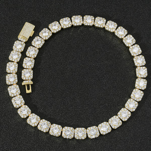 Fashion sterling silver <strong>white</strong> <strong>gold</strong> 13mm <strong>diamond</strong> tennis <strong>chain</strong> hip hop <strong>men</strong> moissanite jewelry - Product Image 3