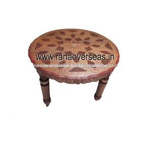 Vente en gros d'une table à manger ronde moderne en bois fabriqué à la main avec un beau design incrusté de laiton pour les meubles de salon - Product Image 3