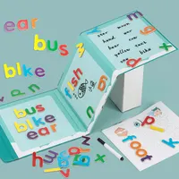 2021new çocuklar mektup öğrenme eğitim eşleştirme oyuncaklar çocuklar için montessori manyetik çıkartma kitabı ahşap manyetik İngilizce yazım kitabı
