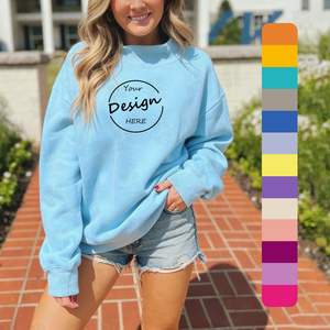 Sudadera de Cuello Alto Azul, Holgada, de Algodón, con Bordado Personalizado de Alta Calidad, Diseño de Primavera, Venta Caliente del Fabricante - Product Image 1