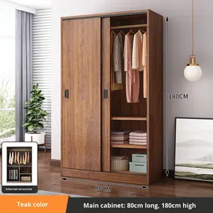 Armoire à montage simple, chambre à coucher, <span class=keywords><strong>style</strong></span> moderne minimaliste, bois massif, <span class=keywords><strong>porte</strong></span> <span class=keywords><strong>coulissante</strong></span>, <span class=keywords><strong>placard</strong></span> suspendu pour enfants, utilisation en location - Product Image 2