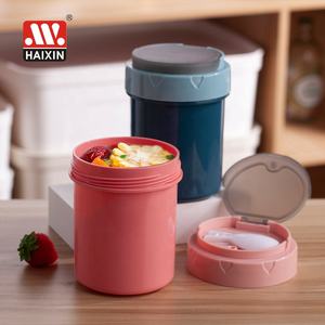 Haixin Boîtes à lunch de 600ml pour la cuisine sans BPA, récipient de stockage de nourriture en plastique pour enfants et adultes, <span class=keywords><strong>bol</strong></span> à soupe, tasse avec couvercle et cuillère - Product Image 3