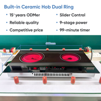 Kompor Keramik Horizontal 60cm Side by Side, 2 Tungku Sentuh Geser 3200W, Cocok untuk Semua Panci, Kompor Tanam untuk RV Studio, CE