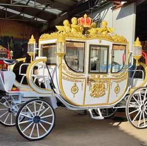 Chariot de Mariage de Luxe en Forme de Cheval Blanc, Chariot Royal en Forme de Citrouille à 4 Roues Électrique Traîné par des Chevaux à Vendre - Product Image 3