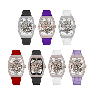 Reloj Mecánico con Incrustaciones de Piedras Brillantes de Moda, 265 Piezas, Caja de Acero Inoxidable Pulido, Resistente al Agua 50 ATM, Correa de Cuero Vacuno - Product Image 6
