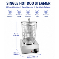 Cuiseur vapeur pour hot-dog individuel en acier inoxydable 201, machine à vapeur alimentaire à température réglable pour restaurant et hôtel