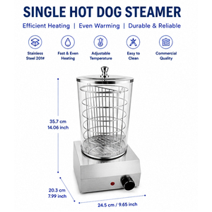 Single Hot Dog <b>Steamer</b> Stainless Steel 201 Food Steaming Machine Adjustable Temperature for Restaurant Hotel - Product Image 2