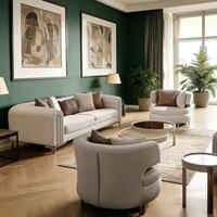 Ensemble de canapés en tissu doux en laine d'agneau, style minimaliste nordique, en forme de U, avec accents en bois massif, touche de designer, pour salons