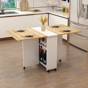 <span class=keywords><strong>Table</strong></span> à manger pliante moderne avec roulettes verrouillables pour petit appartement, meubles gain de place - Product Image 5