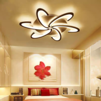 Plafonnier à pales, design moderne à pales courbées superposées, LED encastrée, 3 couleurs à intensité variable, pour salon