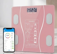 Balance de salle de bain numérique certifiée CE RoHS avec affichage de la température, haute précision, logo personnalisé, écran LCD rétroéclairé bleu