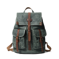 Sac à dos en toile rétro vintage imperméable personnalisé pour homme, sac à dos en cuir et toile pour homme