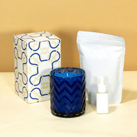Bougie parfumée moderne en verre bleu avec parfum floral pour la décoration de la maison, bougie aromathérapeutique en cire de soja à 1 mèche