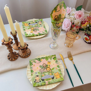 New cross-border <b>colored</b> printed napkins, party <b>tissues</b>, themed party animal park party disposable napkins - Product Image 1