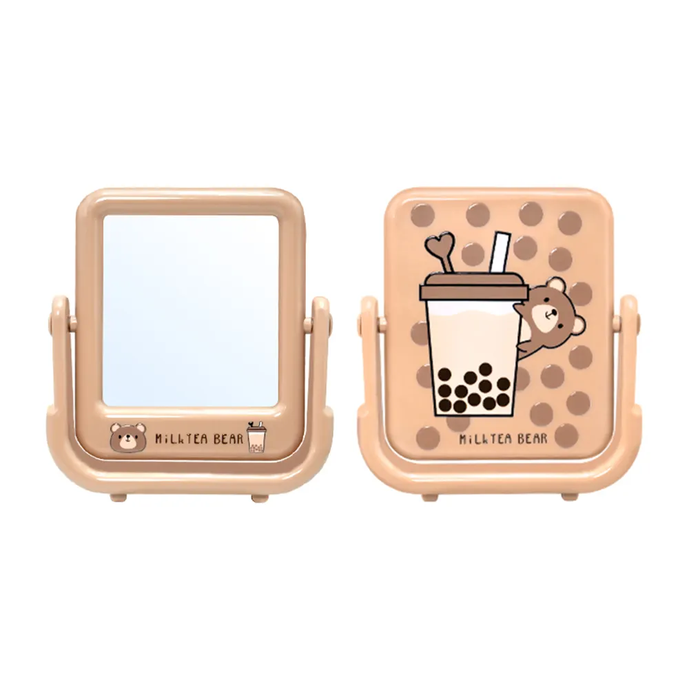 Petit miroir de maquillage carré de bureau compact en plastique avec logo personnalisé Miroir de bureau cosmétique personnalisé pour femmes