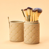 12-Piece Super Soft Face Makeup Brush Leather Case Wood Handles Synthetic Fibre Bristles Eyeliner Compatible Concealer
