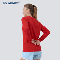 Camiseta Kuenzi Regular Personalizada con Logotipo, Cuello Redondo, Manga Larga, 100% Algodón, 275GSM, Gruesa, Talla Grande para Mujer