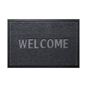 Welcome Embossed Polypropylene Doormat Rectangle Black Outdoor Modern Design Non Slip Waterproof Durable <b>Environment</b>-Friendly - Product Image 5