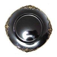 En vrac pas cher assiettes rondes Antique Reef or mariage cadre décoratif 13 pouces assiettes de chargeur en plastique