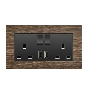 UK 13A wood grain panel 146 large rocker wall switches and sockets electrical,USB wall socket plug light switch wall