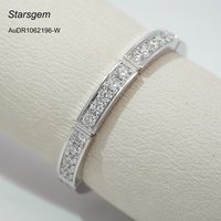 Starsgem 10 Ayar Beyaz Altın Yüzük Yuvarlak Brilyant Kesim Laboratuvar Elması Alyans 10 Ayar Som Beyaz Altın Kadın Yüzüğü