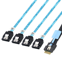 Câble adaptateur PCIE Slimline SAS SFF-8654 4I 38P en cuivre étamé anti-déformation avec sangle de traction 4X SATA Mâle pour SSD de serveur haute vitesse