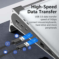 2'si 1 Arada Dizüstü Bilgisayar Standı Bağlantı İstasyonu, 4K özellikli 8'i 1 arada USB-C Hub, Gigabit Ethernet, 100W PD, USB 3.0 Bağlantı Noktaları