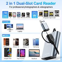 Lecteur de carte CFexpress Type-A + SD3.0 pour appareil photo reflex numérique, interface externe Type-C3.1, alliage d'aluminium, 10 Gbit/s