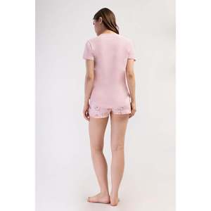 Conjunto de Pijama Corto para Mujer, Cuello Redondo, Manga Corta, Diseño Ovalado, Cómodo - Product Image 1