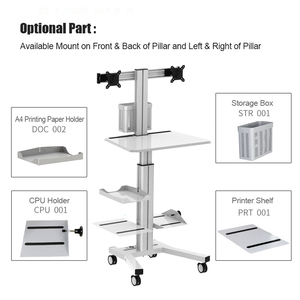 Station de travail d'ordinateur mobile Black/Silver Gas Lift avec double moniteur 10-24" - Product Image 5