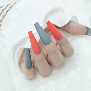 Abs très long ballerine cercueil coloré givré <span class=keywords><strong>faux</strong></span> <span class=keywords><strong>gel</strong></span> acrylique bâton sur <span class=keywords><strong>ongles</strong></span> presse-on ensembles en vrac - Product Image 3