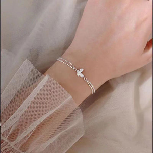 Pulsera de aleación con diseño de mariposa <span class=keywords><strong>para</strong></span> mujer, brazalete sencillo con diseño de diamantes, estilo de celebridad de <span class=keywords><strong>Instagram</strong></span> - Product Image 1