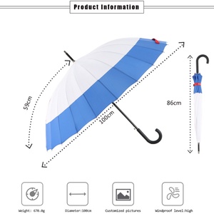 Heavy Duty Promotional Business Gifts <b>Windproof</b> 24 Ribs Straight <b>Umbrella</b> 23inch 24 Bones Super Strong <b>Windproof</b> <b>Umbrellas</b> - Product Image 6