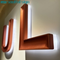 Logotipo retroiluminado de acero inoxidable 3D personalizado, letrero iluminado Led de superficie tallada curvada para logotipo comercial con diseño cóncavo especial