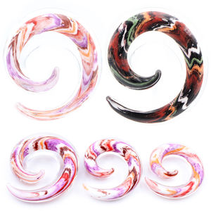 Alisa anting-anting, 2 buah kaca siput <span class=keywords><strong>Spiral</strong></span> lancip telinga plug terowongan Expander anting-anting tulang rawan pengukur daging tindik perhiasan tubuh - Product Image 1