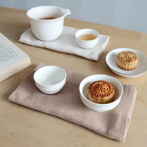 Sürdürülebilir keten kare ince beyaz bez yemek peçeteleri hızlı kuru kurulama bezi mutfak masa peçete bez düz tasarım düğün için - Product Image 4