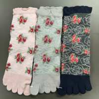 Chaussettes à cinq doigts pour femmes, respirantes, à volants, motif jacquard floral, design personnalisé OEM de haute qualité, pour le quotidien et le printemps